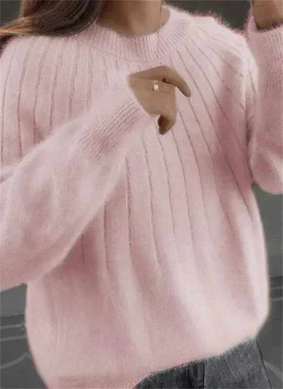 Women's Relaxed Crew Neck Sweater – Classic Long Sleeve Knit Pullover