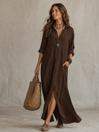 Women's Wrap Midi Dress – V-Neck Summer Dress