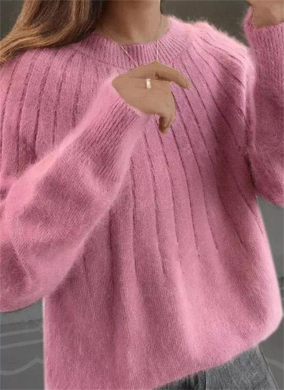 Women's Relaxed Crew Neck Sweater – Classic Long Sleeve Knit Pullover