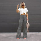 Women's High Waist Flared Pants – Long Leg Retro Style Trousers