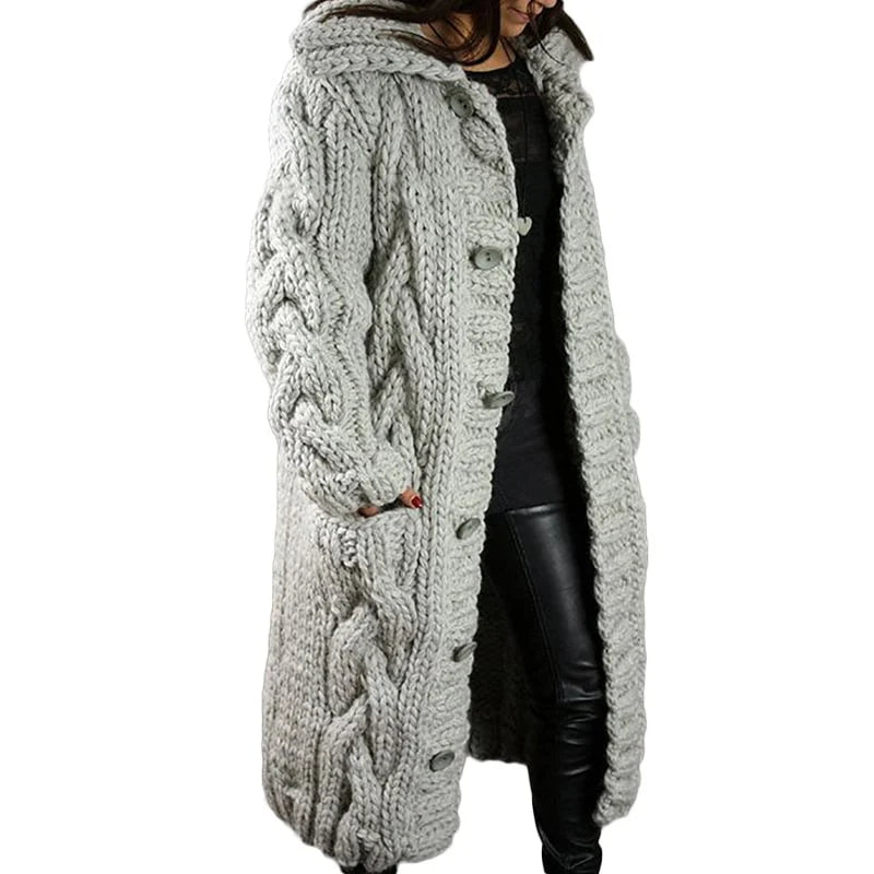 Women's Chunky Winter Cardigan – Relaxed Long Sleeve Cozy Cardigan