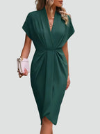 Women's Wrap Midi Dress – V-Neck Occasion Dress