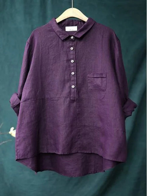 Women's High Collar Blouse – Button Front Long Sleeve Shirt Blouse
