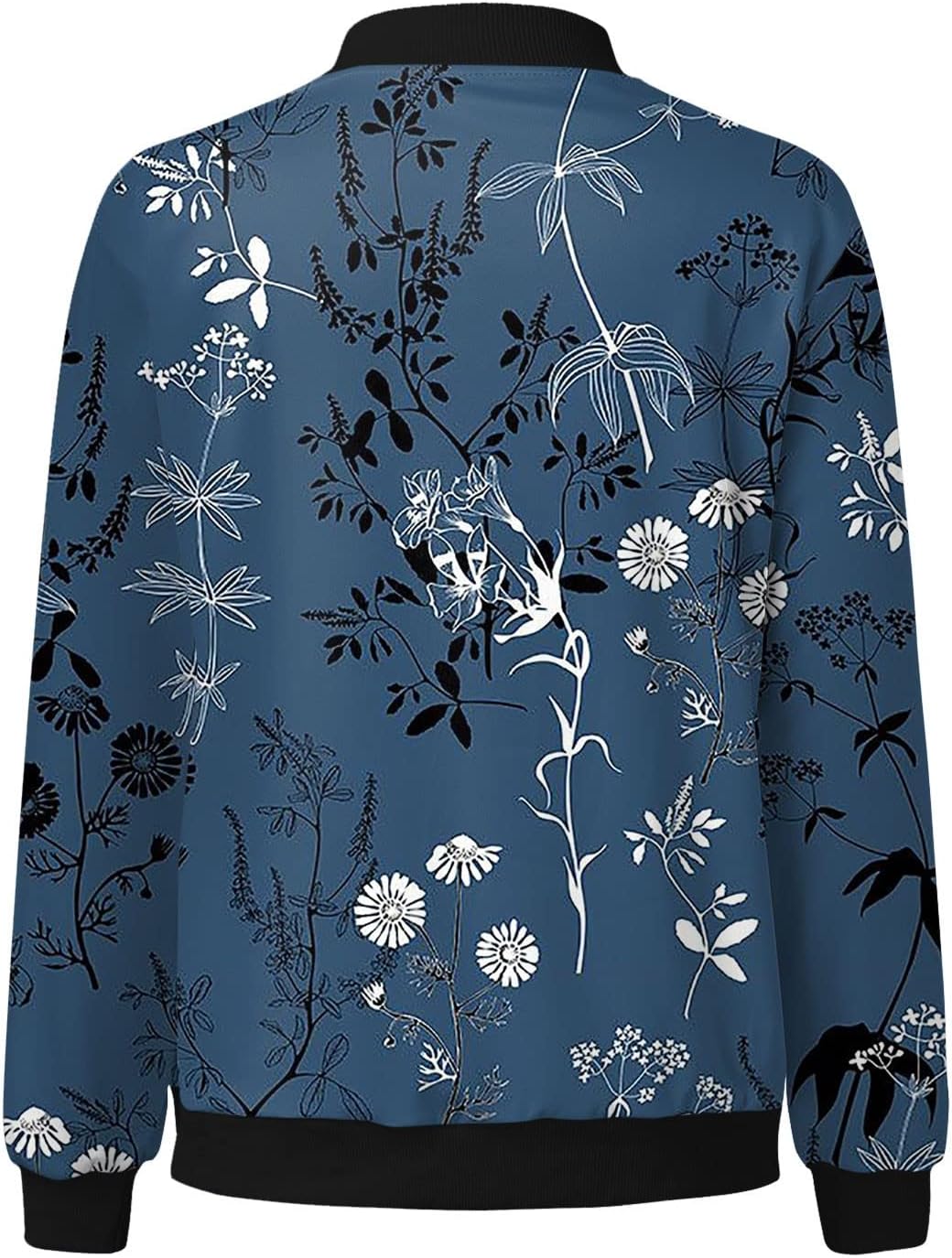Women's Floral Bomber Jacket – Zip-Up Lightweight Jacket