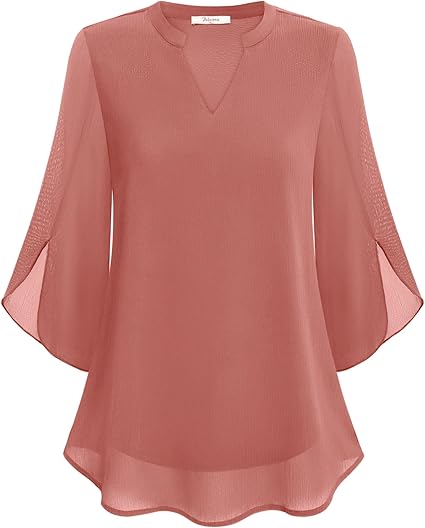 Women's V-Neck Wide Sleeve Blouse – Loose Fit Flowy Casual Blouse