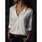 Women's Long Sleeve Button Front Blouse – Tailored Office Work Blouse