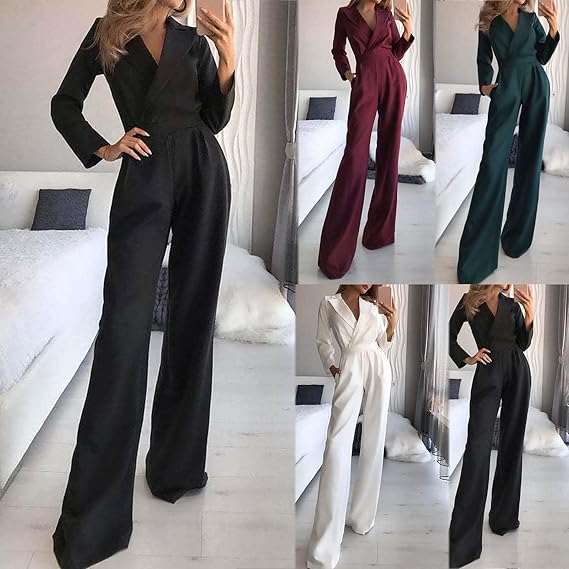 Women's Fitted Long Sleeve Jumpsuit – Tailored Formal Evening Jumpsuit