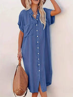 Women's Shirt Dress – Short Sleeve Casual Dress – Sienna