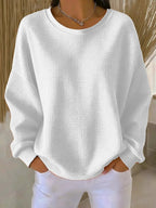 Women's Textured Pullover Sweater – Relaxed Everyday Knit Sweater