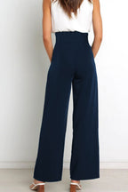 Women's High Waist Paperbag Pants – Bow Waist Wide Leg Trousers