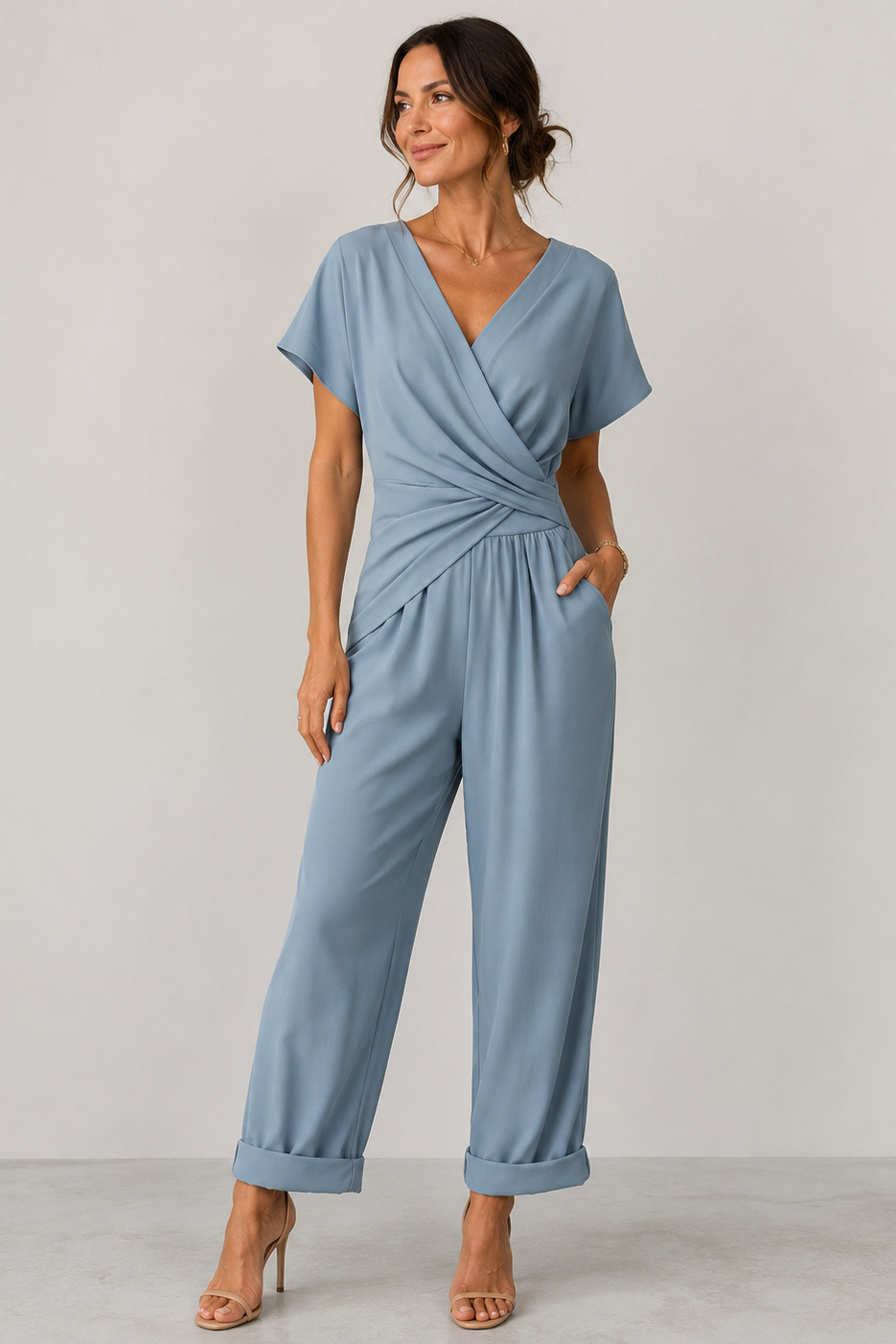 Women's Wrap Wide Leg Jumpsuit – V-Neck Jumpsuit