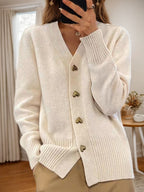 Women's Knit Button Cardigan – Heart Button Soft Sweater