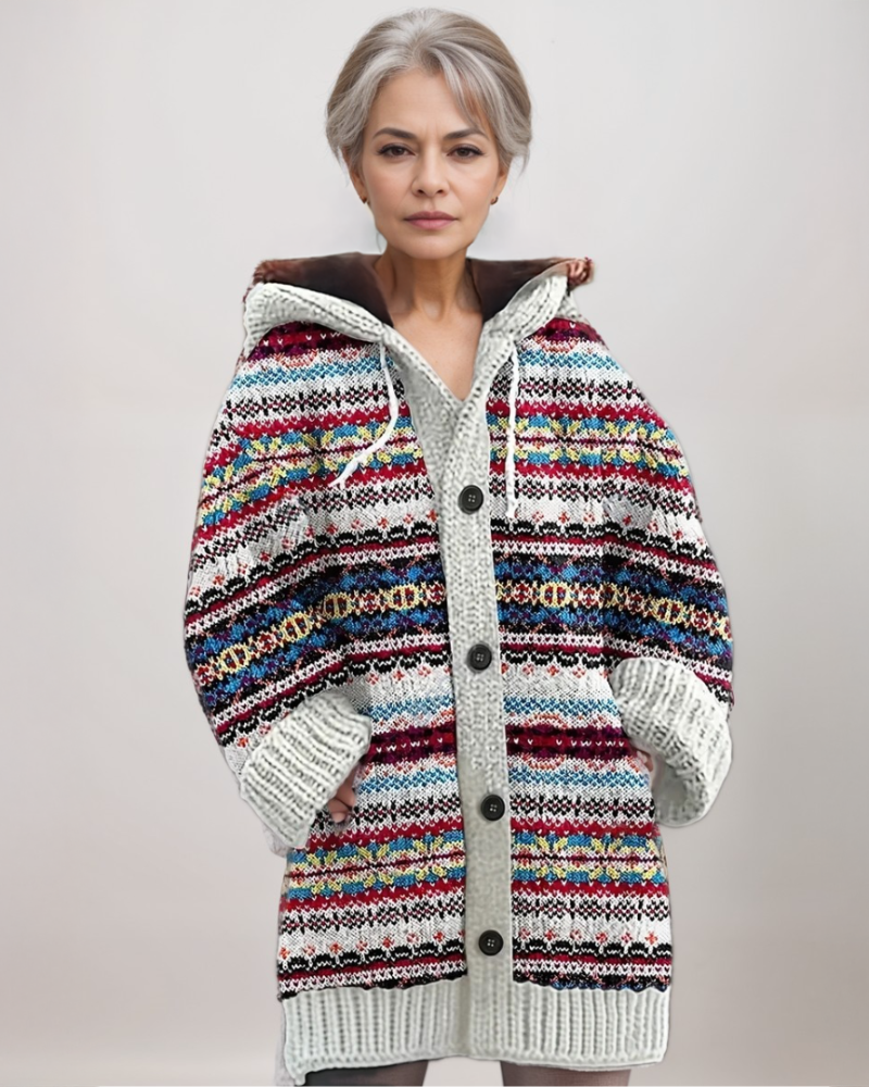 Women's Hooded Button Cardigan – Pocket Front Long Sleeve Knit Cardigan