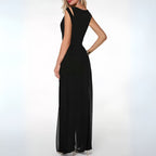 Women's Statement Shoulder Jumpsuit – Sleeveless Wide Leg Evening Jumpsuit