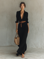 Women's Wrap Maxi Dress – Plunging V-Neck Dress