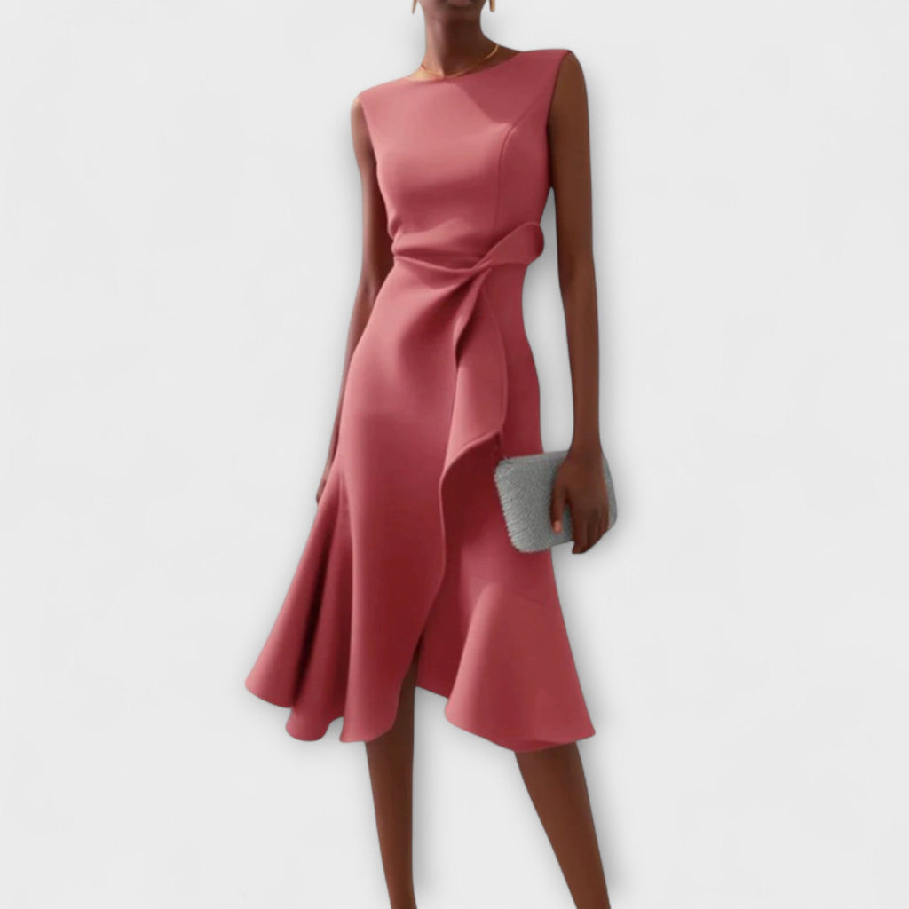 Women's Asymmetrical Midi Dress – Elegant Party Dress – Linda