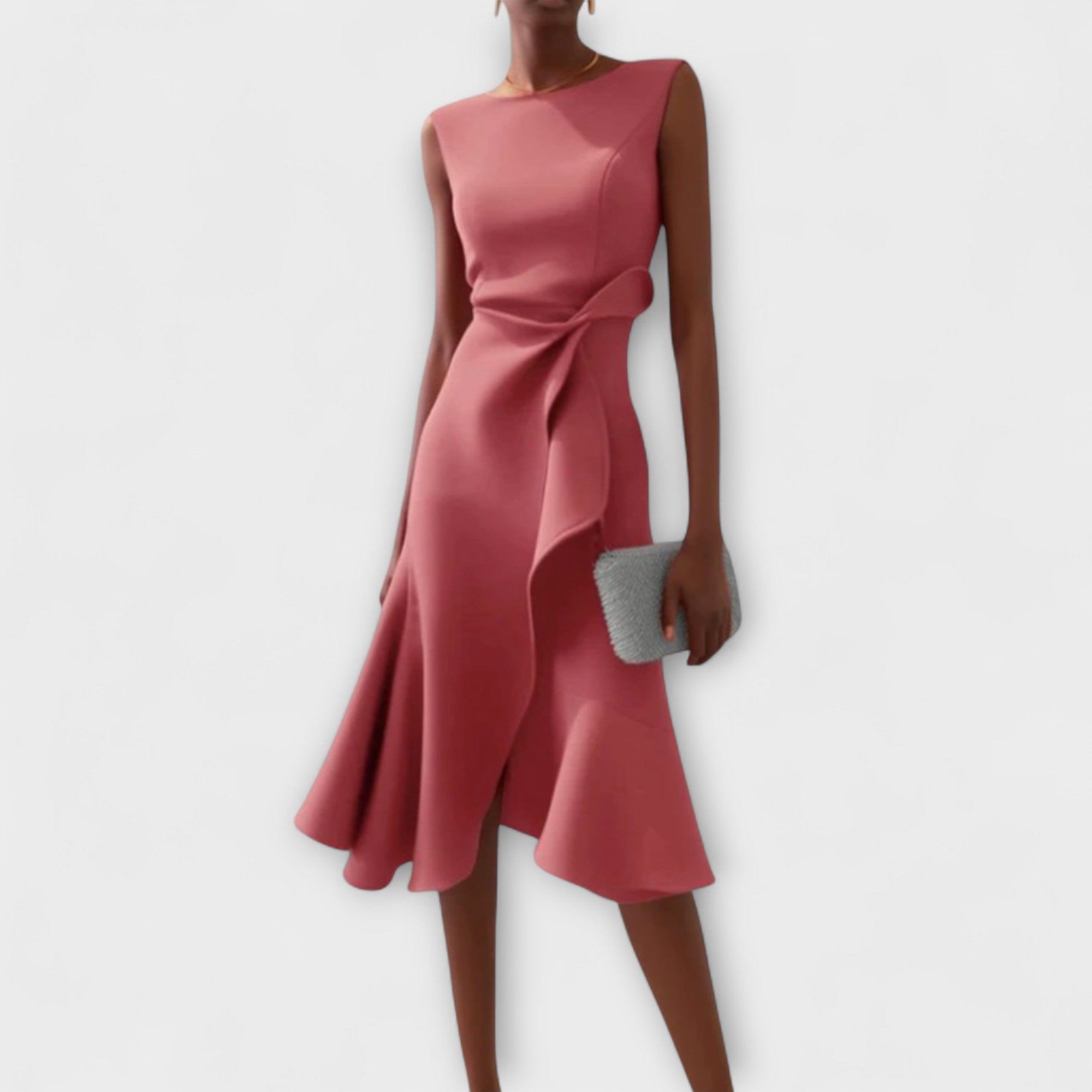 Women's Asymmetrical Midi Dress – Elegant Party Dress – Linda
