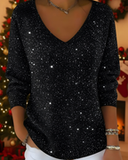 Women's Shimmer Knit Sweater – Glitter Ribbed Long Sleeve Pullover
