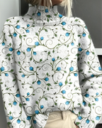 Women's Patterned Crew Neck Sweater – Graphic Long Sleeve Knit Pullover