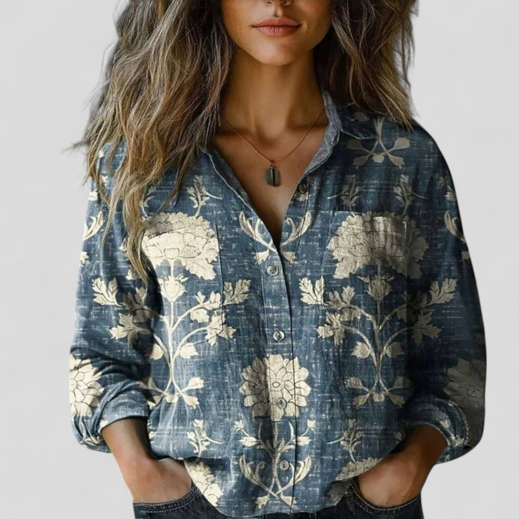 Women's Button Blouse – Gradient Print Blouse – Chelsea