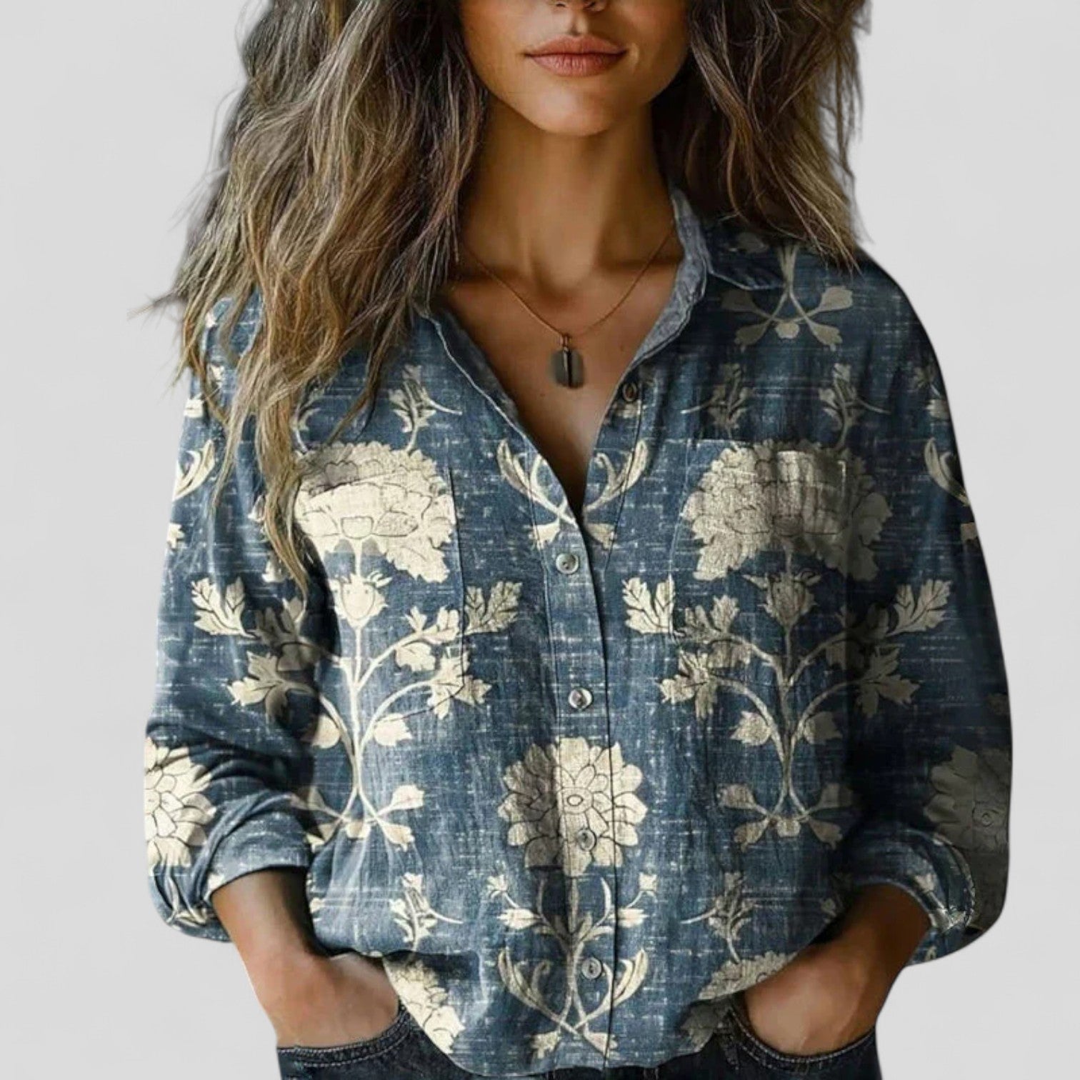 Women's Button Blouse – Gradient Print Blouse – Chelsea
