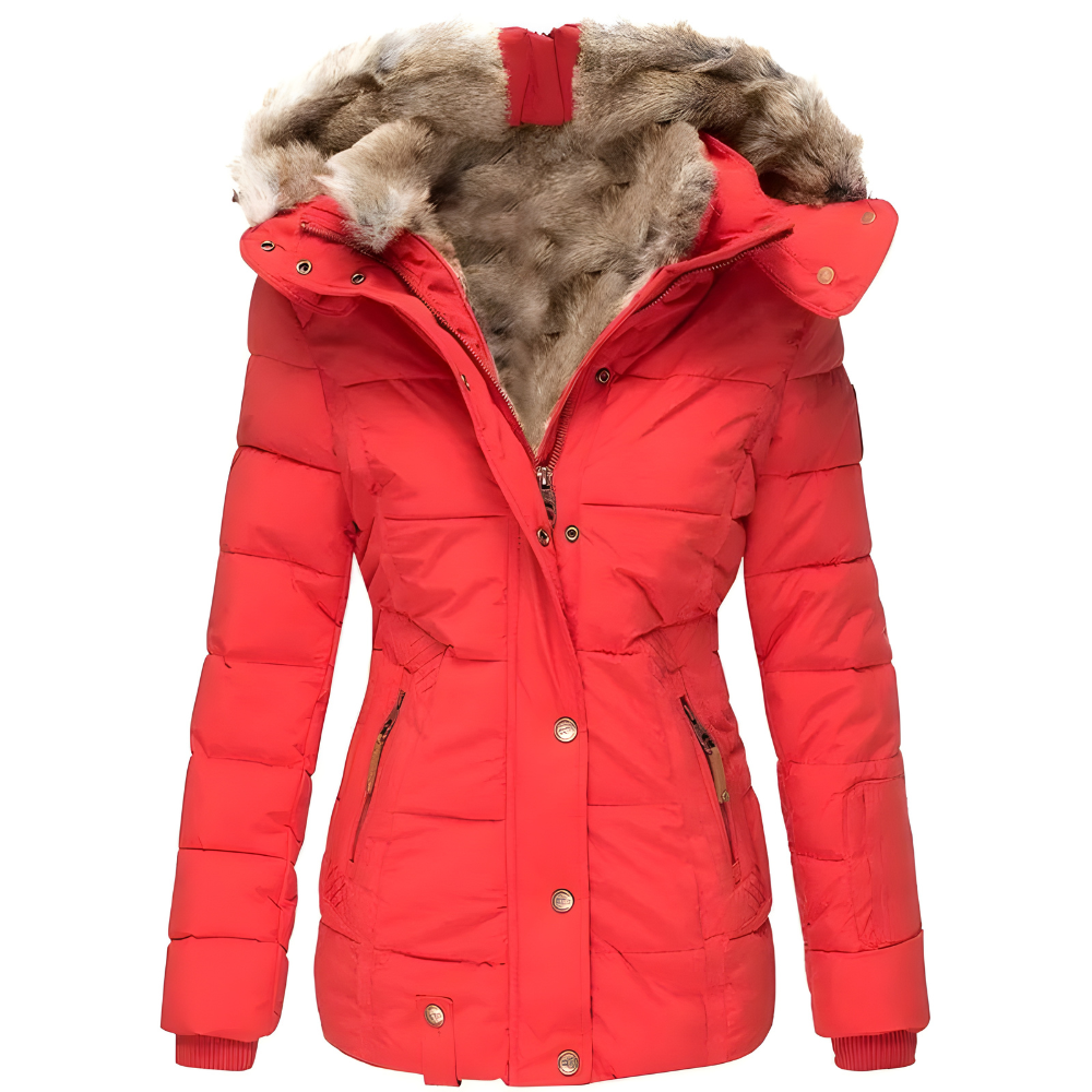 Women's Fur Hood Quilted Coat – Longline Removable Hood Winter Coat
