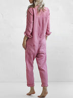Women's Long Sleeve Wide Leg Jumpsuit – Relaxed Full Length Occasion Jumpsuit