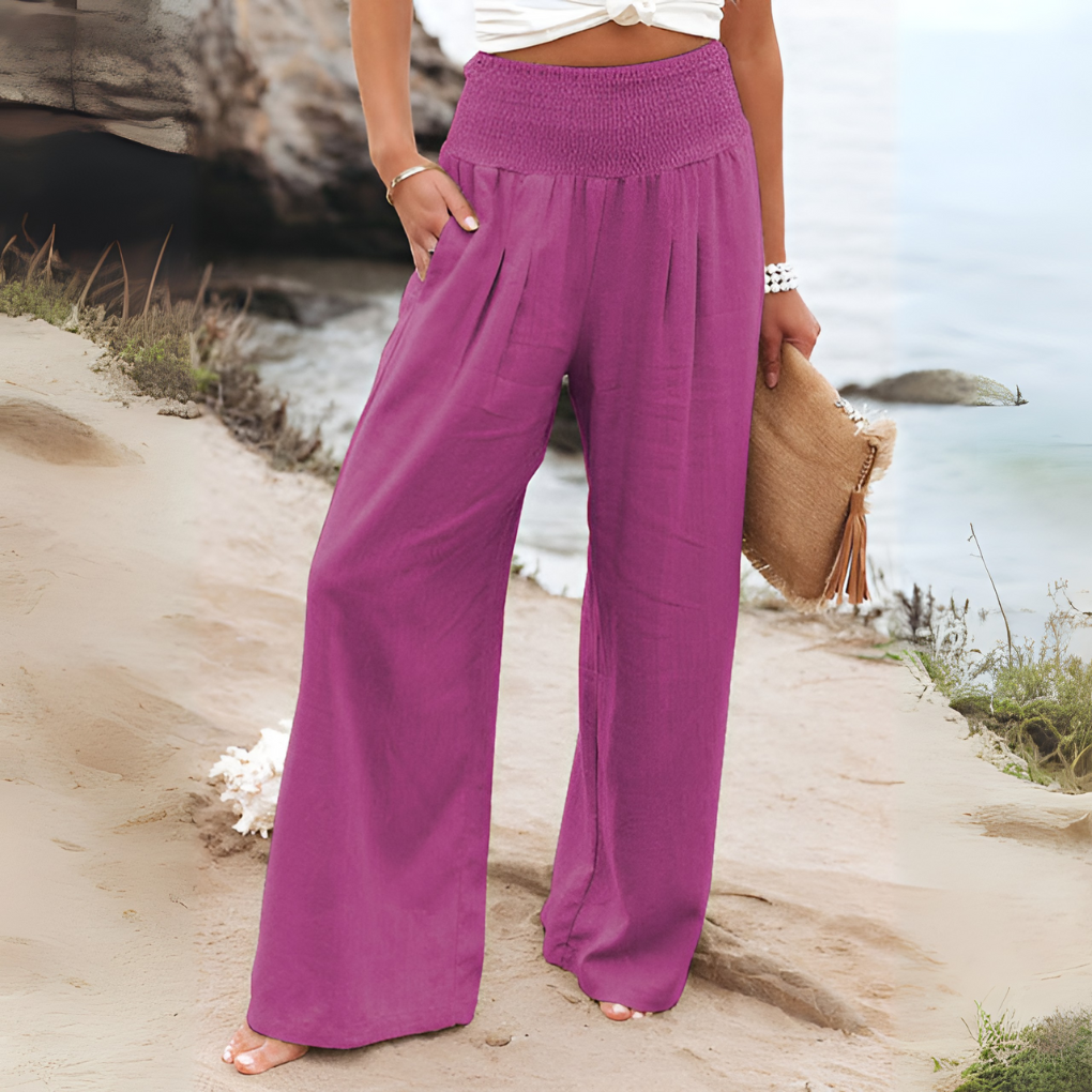 Women's Relaxed Wide Leg Pants – High Waist Pull-On Casual Trousers