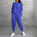 Women's Crew Neck Lounge Set – Long Sleeve Matching Pants Set