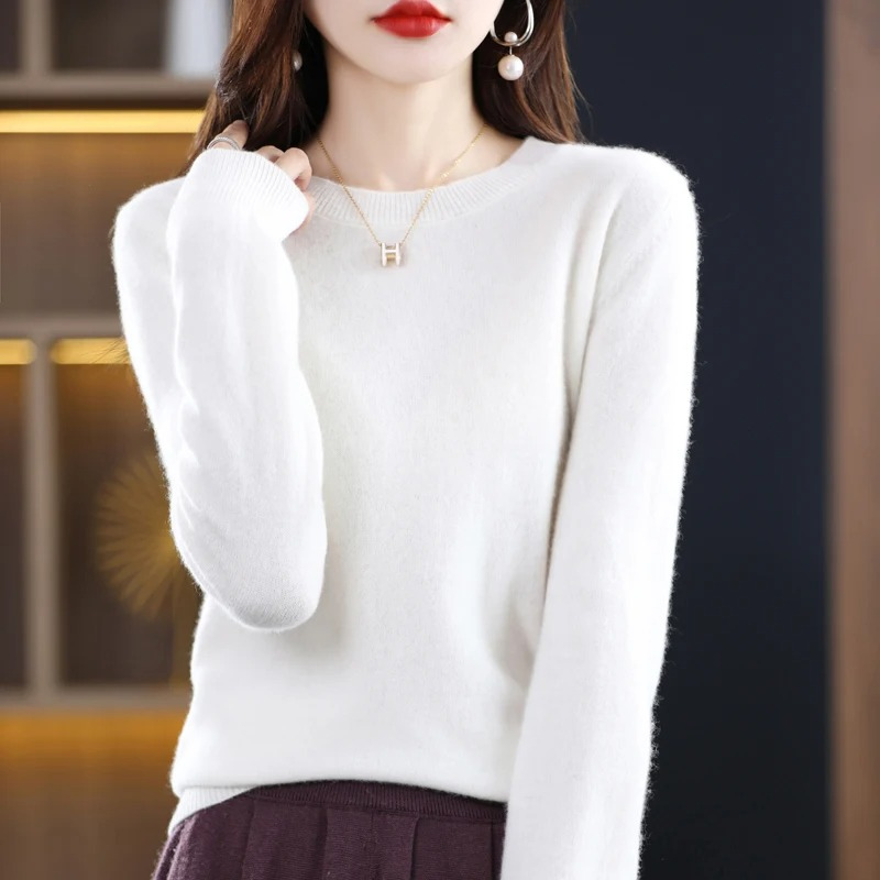 Women's Classic Crew Neck Knit Sweater – Soft Long Sleeve Pullover