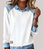 Women's Contrast Panel Sweater – Two-Tone Relaxed Knit Pullover
