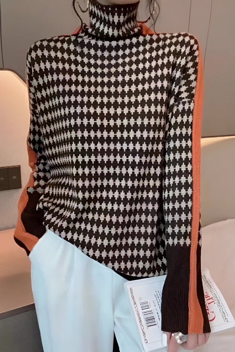 Women's Relaxed High Neck Sweater – Long Sleeve Knit Pullover