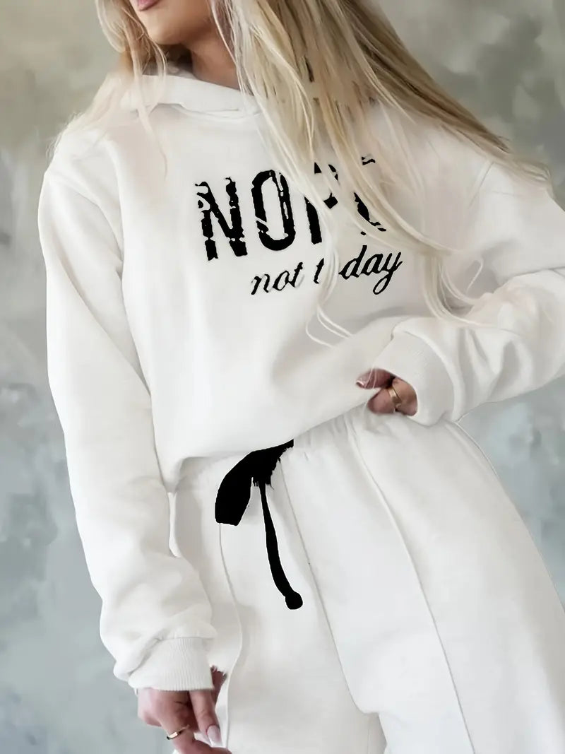 Women's Graphic Tracksuit Set – Wide Leg Hoodie Set