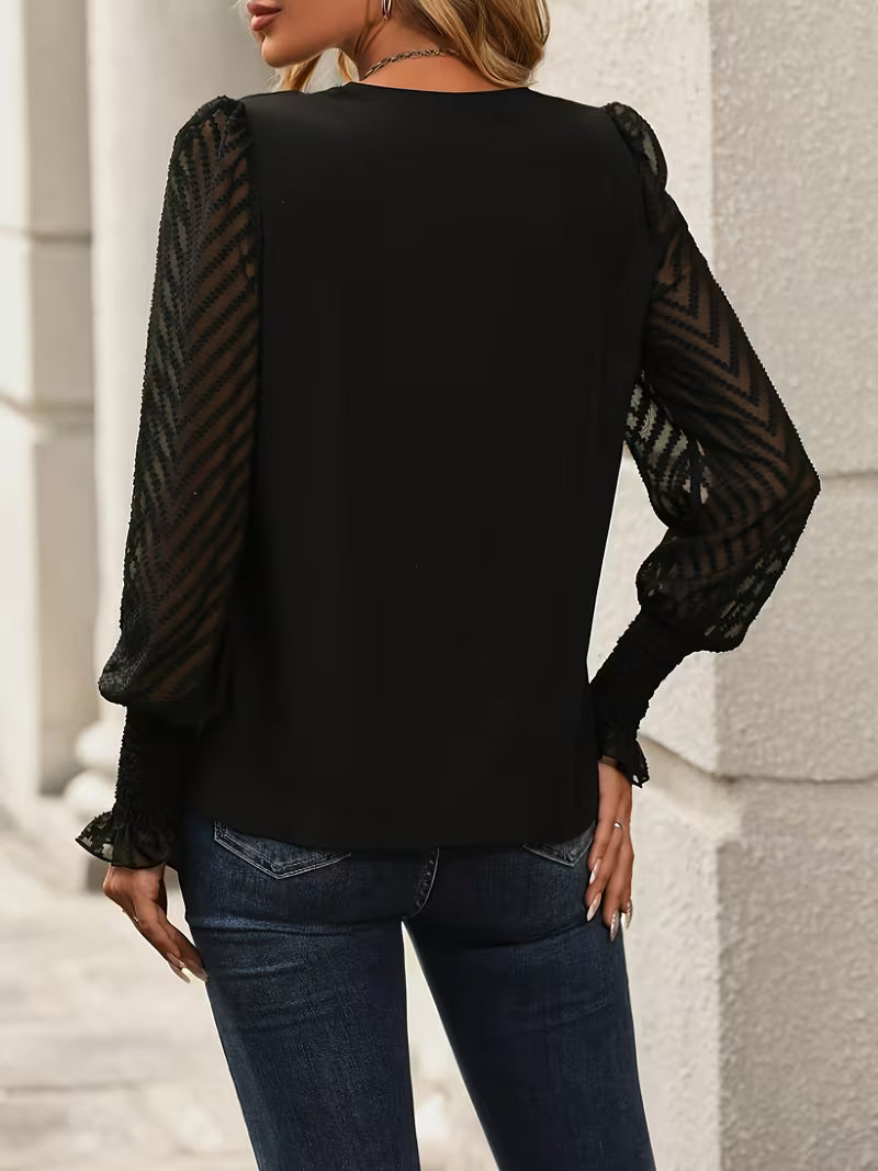Women's V-Neck Long Sleeve Blouse – Tailored Casual Office Blouse