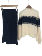 Women's Ribbed Sweater Set – Matching Knit Skirt Set