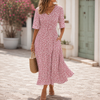 Women's Draped Midi Dress – Figure-Flattering Formal Occasion Dress