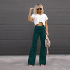 Women's High Waist Flared Pants – Long Leg Retro Style Trousers