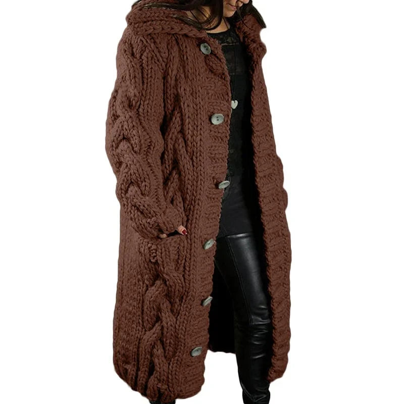Women's Chunky Winter Cardigan – Relaxed Long Sleeve Cozy Cardigan