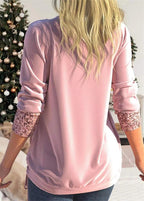 Women's Sequin Statement Blouse – Sparkle Overlay Evening Top