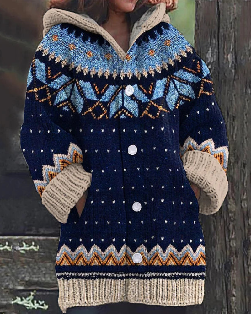 Women's Hooded Button Cardigan – Pocket Front Long Sleeve Knit Cardigan