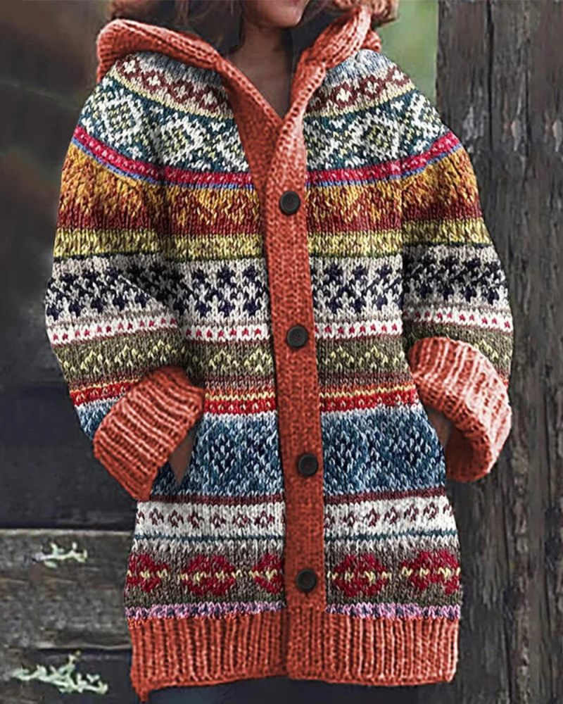 Women's Hooded Button Cardigan – Pocket Front Long Sleeve Knit Cardigan