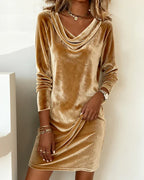 Women's Off-Shoulder Maxi Dress – Draped Formal Evening Occasion Dress