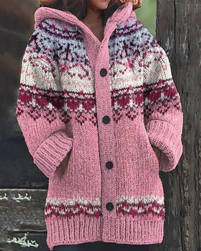 Women's Hooded Button Cardigan – Pocket Front Long Sleeve Knit Cardigan