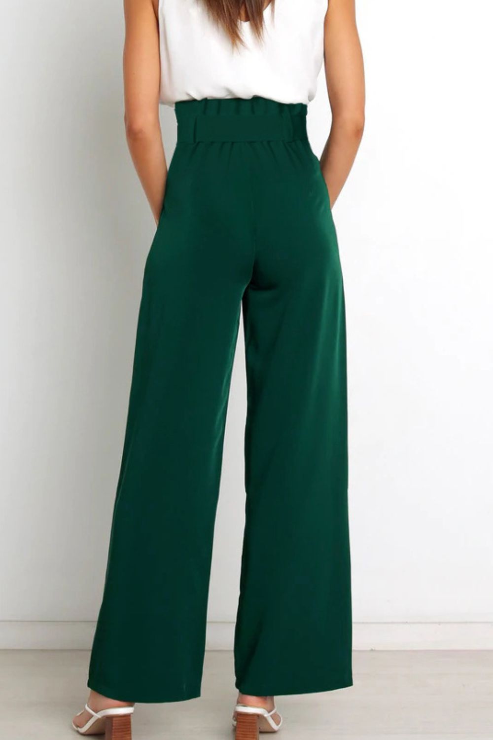 Women's High Waist Paperbag Pants – Bow Waist Wide Leg Trousers