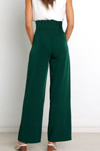 Women's High Waist Paperbag Pants – Bow Waist Wide Leg Trousers
