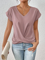 Women's V-Neck Knot Top – Draped Casual Top
