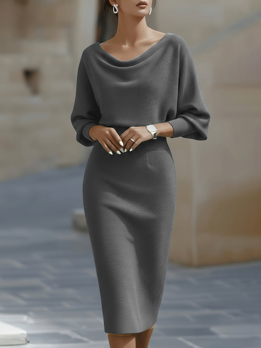 Women's Boat Neck Bodycon Dress – Batwing Sleeve Dress