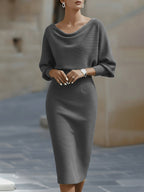 Women's Boat Neck Bodycon Dress – Batwing Sleeve Dress