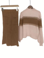 Women's Ribbed Sweater Set – Matching Knit Skirt Set