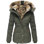 Women's Fur Hood Quilted Coat – Longline Removable Hood Winter Coat